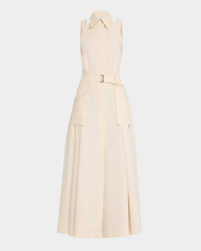 Belted Sleeveless Midi Shirtdress